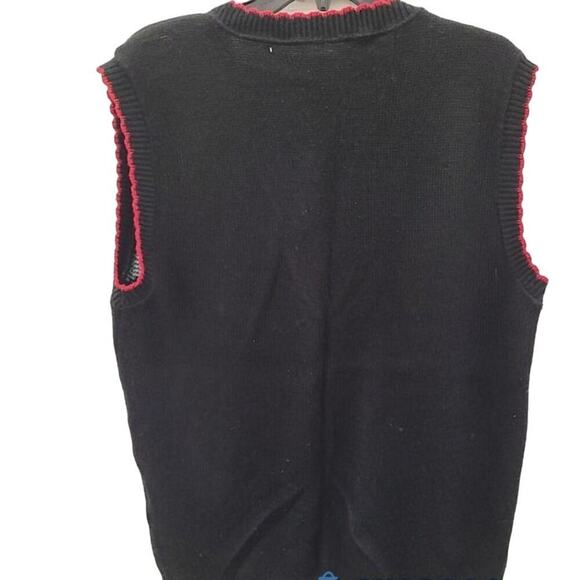 Holiday Time Womens Black Sleeveless Button Front Ugly Christmas Knit Cardigan L - Picture 4 of 7